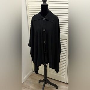 Karen Scott Black Button-Up Poncho